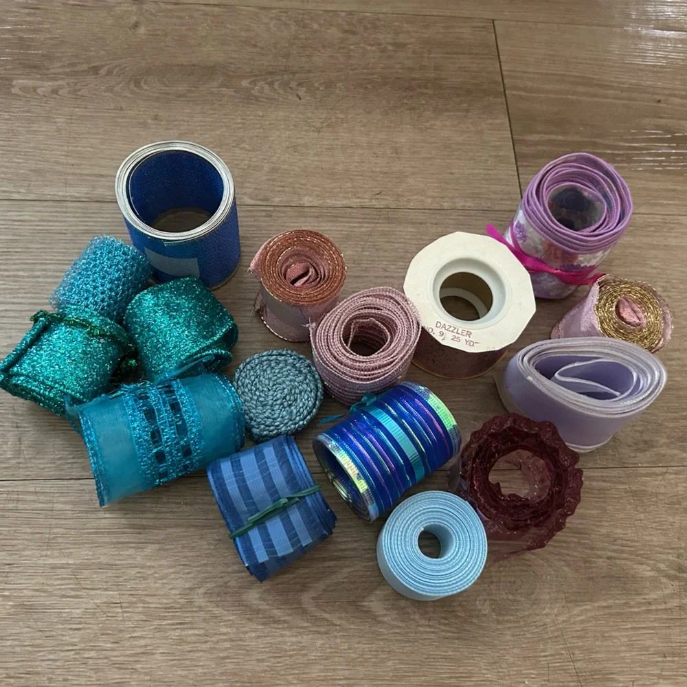 Lot of Assorted Vintage Ribbon for Craft Projects Holidays Gift Wrapping